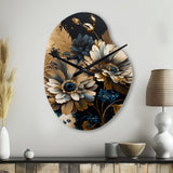 Blue And Gold Daisy Bunch II - Asymmetric Metal Wall Clock