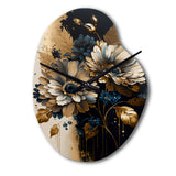 Blue And Gold Daisy Bunch II - Asymmetric Metal Wall Clock
