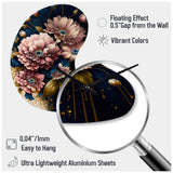 Burgundy And Blue Daisy Bunch I - Asymmetric Metal Wall Clock