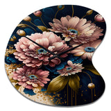 Burgundy And Blue Daisy Bunch I - Asymmetric Metal Wall Clock