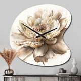 Single Beige Flower I - Asymmetric Metal Wall Clock