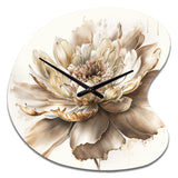 Single Beige Flower I - Asymmetric Metal Wall Clock