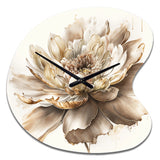 Single Beige Flower I - Asymmetric Metal Wall Clock