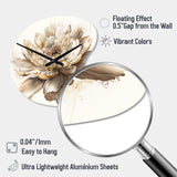 Single Beige Flower I - Asymmetric Metal Wall Clock