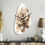 Single Beige Flower I - Asymmetric Metal Wall Clock