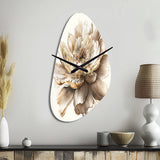 Single Beige Flower I - Asymmetric Metal Wall Clock