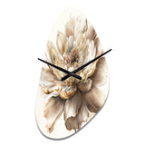 Single Beige Flower I - Asymmetric Metal Wall Clock