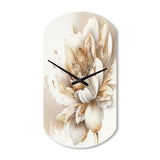 Blooming Beige Floral Design I - Asymmetric Metal Wall Clock