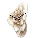Single Beige Flower II - Asymmetric Metal Wall Clock
