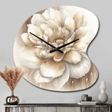 Single Beige Flower II - Asymmetric Metal Wall Clock