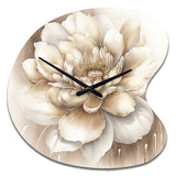 Single Beige Flower II - Asymmetric Metal Wall Clock