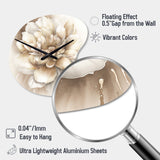 Single Beige Flower II - Asymmetric Metal Wall Clock