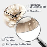 Single Beige Flower II - Asymmetric Metal Wall Clock