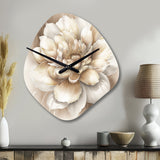 Single Beige Flower II - Asymmetric Metal Wall Clock
