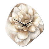 Single Beige Flower II - Asymmetric Metal Wall Clock