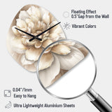 Single Beige Flower II - Asymmetric Metal Wall Clock