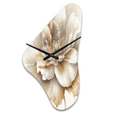 Blooming Beige Floral Design II - Asymmetric Metal Wall Clock