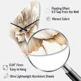 Blooming Beige Floral Design II - Asymmetric Metal Wall Clock