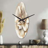 Blooming Beige Floral Design II - Asymmetric Metal Wall Clock