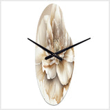 Blooming Beige Floral Design II - Asymmetric Metal Wall Clock