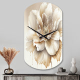 Blooming Beige Floral Design II - Asymmetric Metal Wall Clock