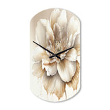Blooming Beige Floral Design II - Asymmetric Metal Wall Clock
