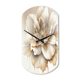 Blooming Beige Floral Design II - Asymmetric Metal Wall Clock