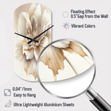 Blooming Beige Floral Design II - Asymmetric Metal Wall Clock