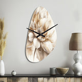 Single Beige Flower III - Asymmetric Metal Wall Clock