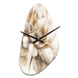 Single Beige Flower III - Asymmetric Metal Wall Clock