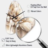 Single Beige Flower III - Asymmetric Metal Wall Clock