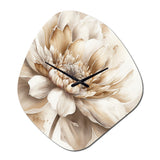 Single Beige Flower III - Asymmetric Metal Wall Clock
