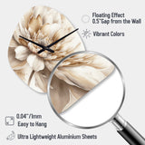 Single Beige Flower III - Asymmetric Metal Wall Clock