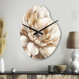 Single Beige Flower III - Asymmetric Metal Wall Clock