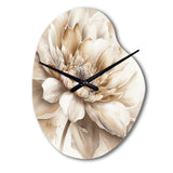 Single Beige Flower III - Asymmetric Metal Wall Clock