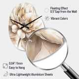 Single Beige Flower III - Asymmetric Metal Wall Clock