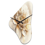 Single Beige Flower V - Asymmetric Metal Wall Clock
