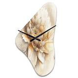 Single Beige Flower V - Asymmetric Metal Wall Clock