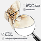 Single Beige Flower V - Asymmetric Metal Wall Clock