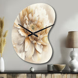 Single Beige Flower V - Asymmetric Metal Wall Clock