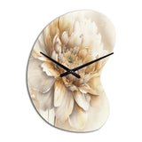 Single Beige Flower V - Asymmetric Metal Wall Clock