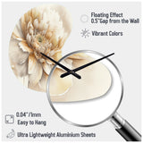 Single Beige Flower V - Asymmetric Metal Wall Clock