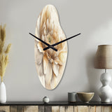 Single Beige Flower V - Asymmetric Metal Wall Clock