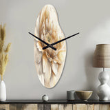 Single Beige Flower V - Asymmetric Metal Wall Clock