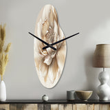 Blooming Beige Floral Design III - Asymmetric Metal Wall Clock
