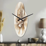 Blooming Beige Floral Design III - Asymmetric Metal Wall Clock