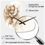 Blooming Beige Floral Design IV - Asymmetric Metal Wall Clock