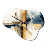 Modern Blue And Gold Abstract IV - Asymmetric Metal Wall Clock