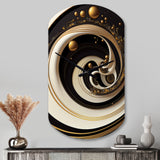 Black, Silver And Gold Blending Swirls VII - Asymmetric Metal Wall Clock
