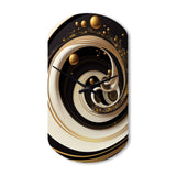 Black, Silver And Gold Blending Swirls VII - Asymmetric Metal Wall Clock